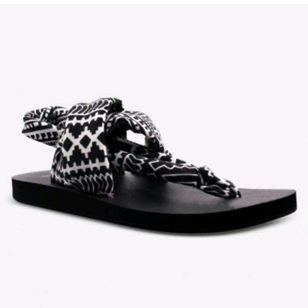 SHADE & SHORE Black and White Bev Knit Yoga Sandals Size 9